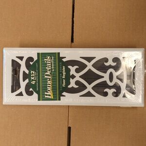 White 4 x 12 Metal Floor Vent Register